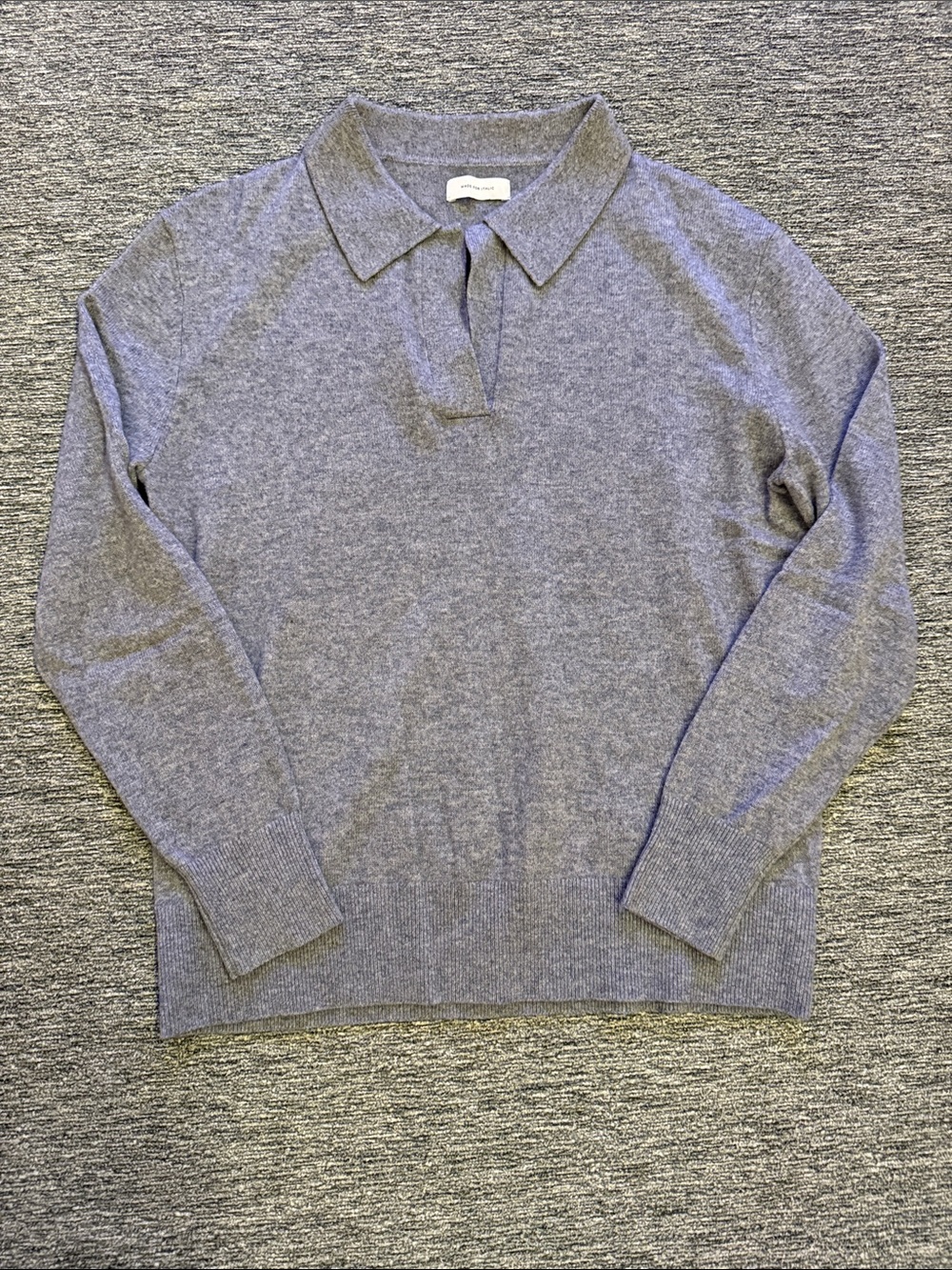 Cashmere Long-Sleeve Polo Sweater in Heather Gray